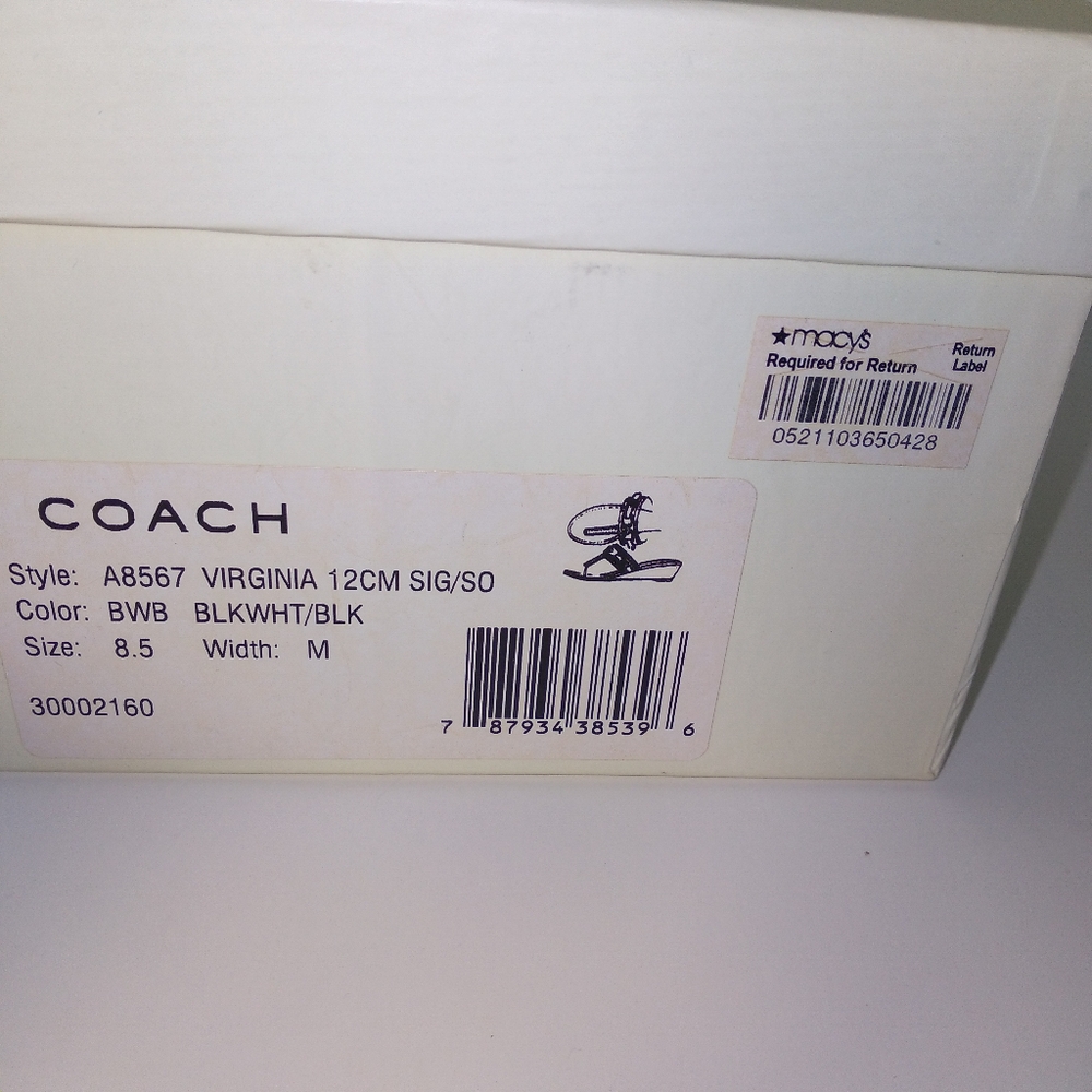 Coach Virginia Black/White/Grey Signature Wedge Sandals Size 8.5 - Picture 2 of 10